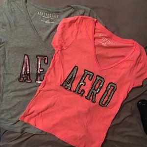 2LOT AEROPOSTALE WOMENS TEES LARGE!!